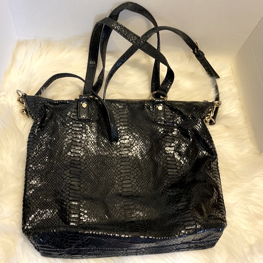 Michael Kors Fulton Purse Python Leather Black - image 3